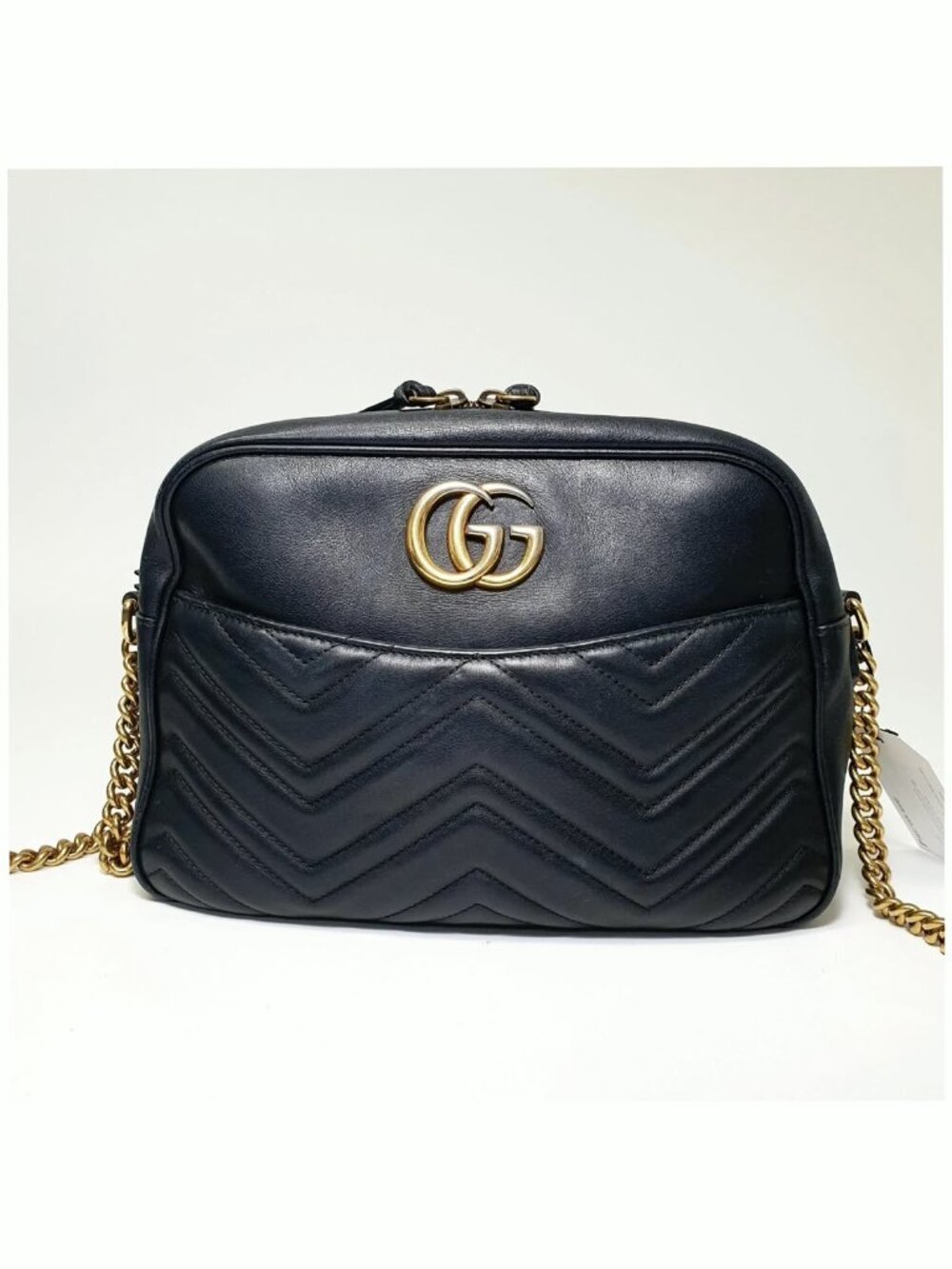 Authentic Gucci GG Marmont Small Camera Bag Black Leather Matelassé Crossbody - Picture 2 of 11